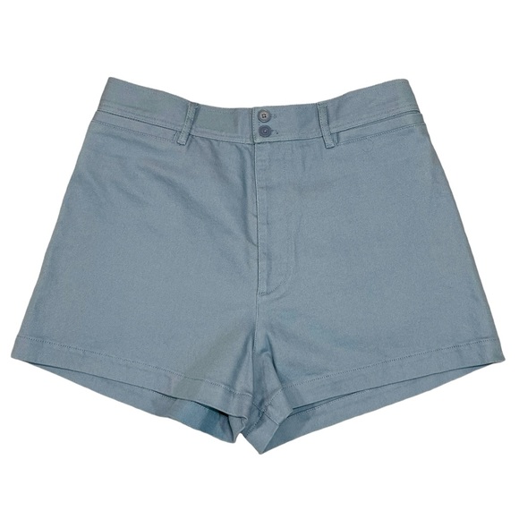 NEW Rebecca Taylor Shorts High Waist Chino Twill Blue Cotton Short Size 10 - Picture 4 of 16